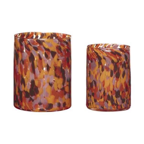 Hübsch Luce Windlicht 2er-Pack Orange-rot