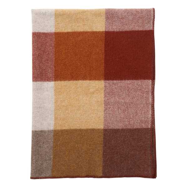 Klippan Yllefabrik Block Wolldecke 130 x 180cm Rust