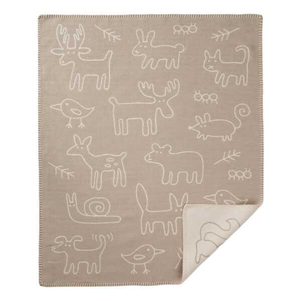 Klippan Yllefabrik In the woods Kinderdecke 70x90cm Beige