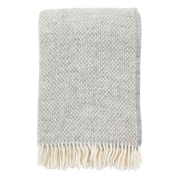 Klippan Yllefabrik Preppy Wolldecke Grau melange