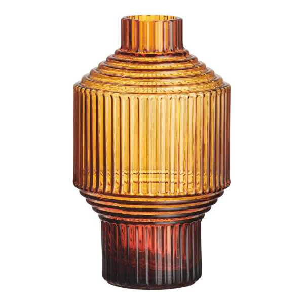 Kosta Boda Pavillon Vase dunkel 134 mm Bernstein