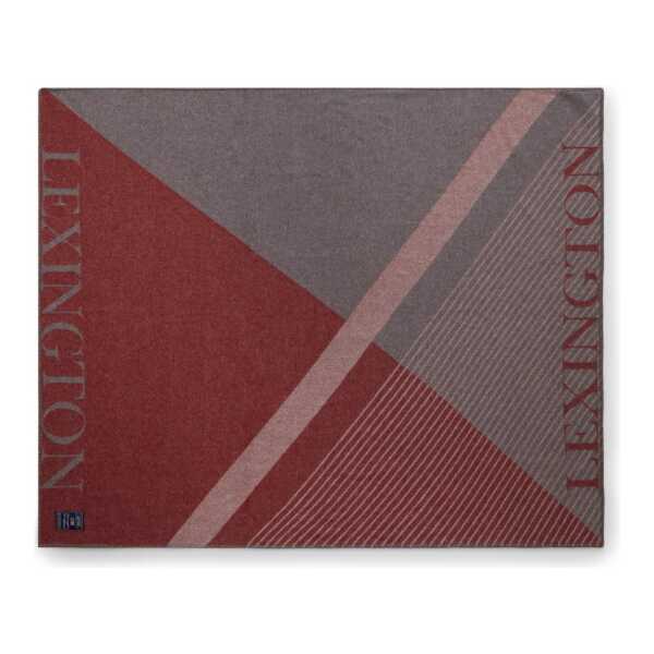 Lexington Graphic Logo Plaid Recycelte Wolle 130x170 cm Rot-grau