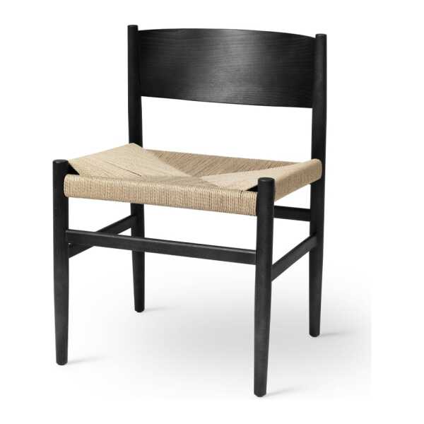 Mater Nestor Stuhl Schwarze Buche, naturfarbene Papierschnur