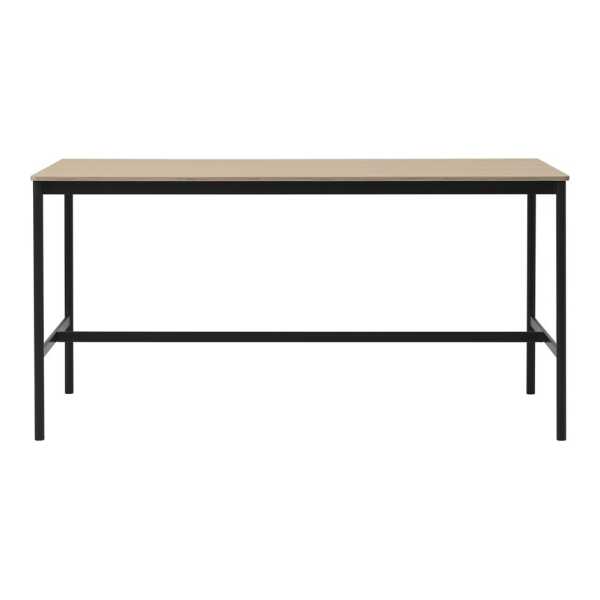 Muuto Base High Bartisch Oak, Schwarzes Gestell, plywoodkant, b85 l190 h95