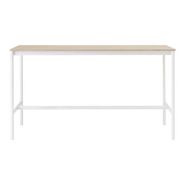 Muuto Base High Bartisch Oak, Weißes Gestell, plywoodkant, b85 l190 h105