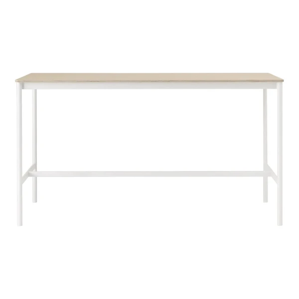 Muuto Base High Bartisch Oak, Weißes Gestell, plywoodkant, b85 l190 h105