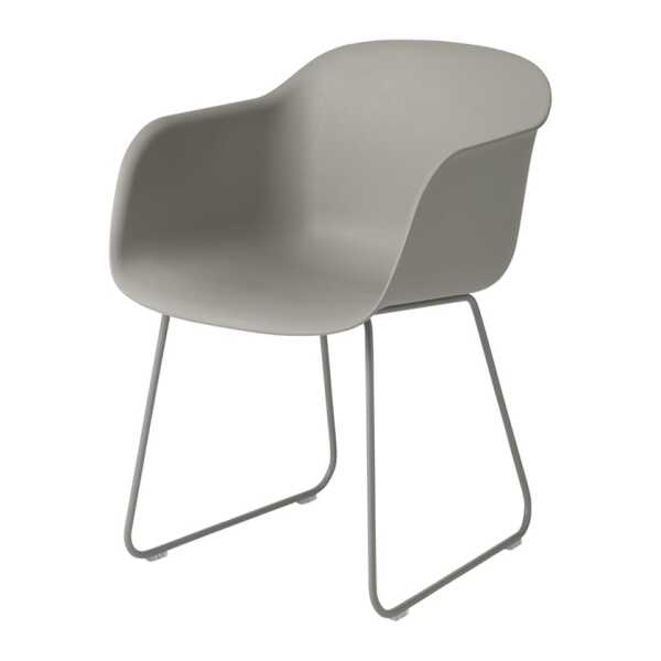 Muuto Fiber Armlehnstuhl sled base Grey, Grauer Sitz