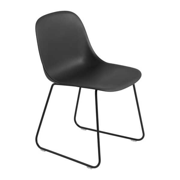 Muuto Fiber Stuhl Stahl Kunststoffsitz Black-Anthracite black