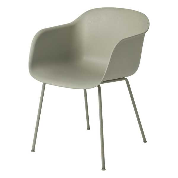 Muuto Fiber chair Stuhl mit Armlehne Dusty green-Green (Kunststoff)