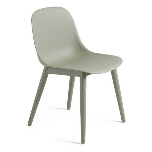 Muuto Fiber side chair Stuhl mit Holzbeinen Dusty green