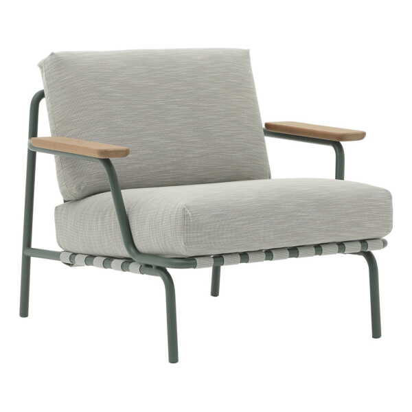 Muuto - Settle Outdoor Lounge Chair, grün / dunkelgrün (Stoff Ribbed Weave 2)