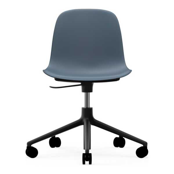 Normann Copenhagen Form chair drehbar, 5W Bürostuhl Blau, Schwarzes Aluminium, Rollen