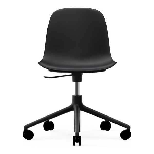 Normann Copenhagen Form chair drehbar, 5W Bürostuhl Schwarz, Schwarzes Aluminium, Rollen