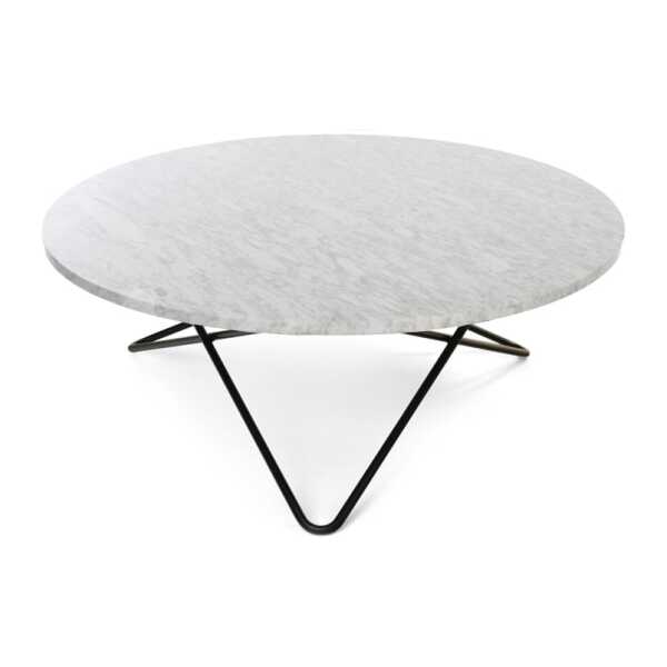 OX Denmarq Large O Table Beistelltisch Marmor carrara, Gestell schwarz lackiert