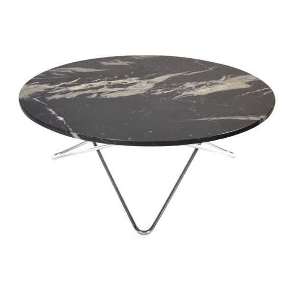 OX Denmarq Large O Table Beistelltisch Marmor marquina matt, Edelstahlgestell