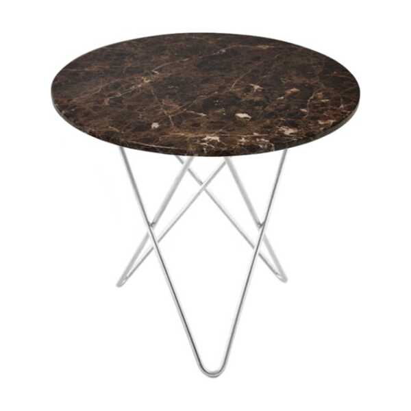 OX Denmarq Mini O Table Beistelltisch Marmor Braun, Edelstahlgestell