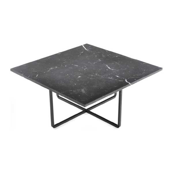OX Denmarq Ninety Beistelltisch Marmor marquina, Schwarzes Gestell