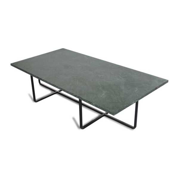 OX Denmarq Ninety Beistelltisch rechteckig Marmor indio, Schwarzes Gestell