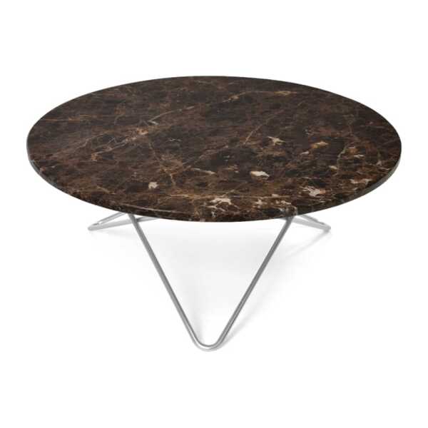 OX Denmarq O Table Beistelltisch Marmor Braun, Edelstahlgestell