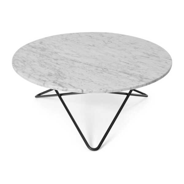 OX Denmarq O Table Beistelltisch Marmor Weiß, Gestell schwarz lackiert