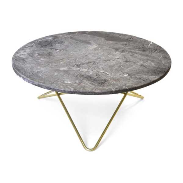 OX Denmarq O Table Beistelltisch Marmor grau , messinggestell