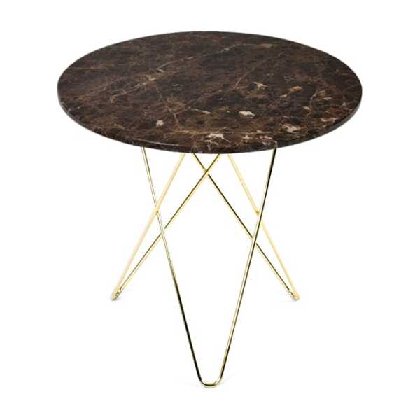 OX Denmarq Tall Mini O Table Beistelltisch Marmor Braun, Messinggestell