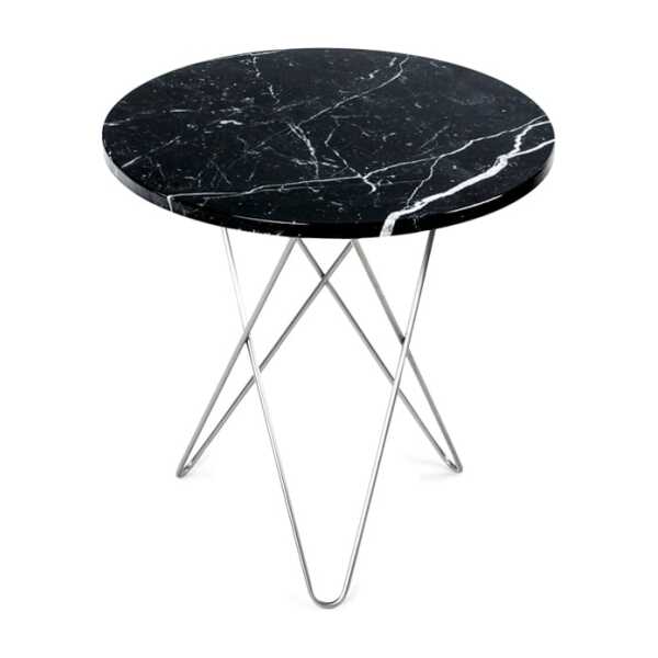 OX Denmarq Tall Mini O Table Beistelltisch Marmor Schwarz, Edelstahlgestell