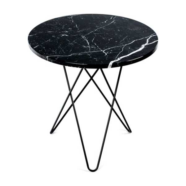 OX Denmarq Tall Mini O Table Beistelltisch Marmor Schwarz, Schwarz lackiertes Gestell