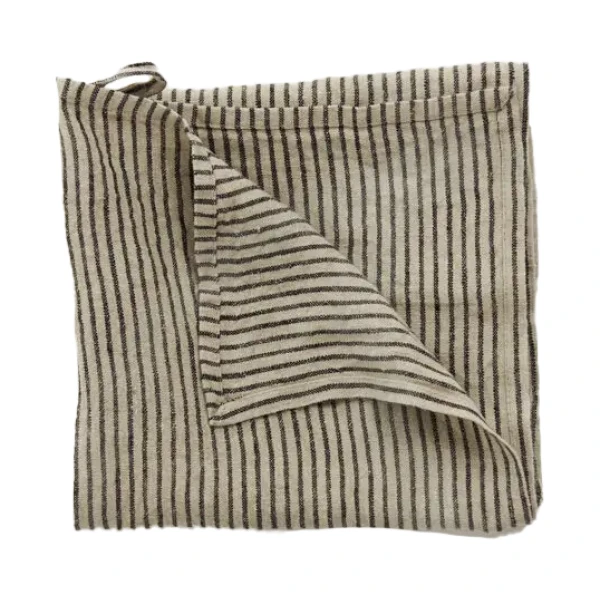 Olsson & Jensen Stripe Geschirrtuch Leinen 45x65 cm Schwarz-Sand