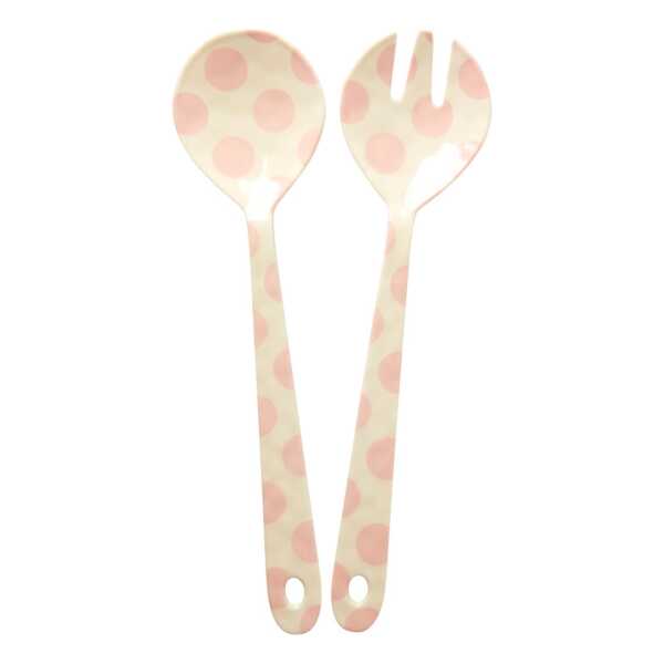 RICE Rice Salatbesteck Melamin 2 Teile Pink dots