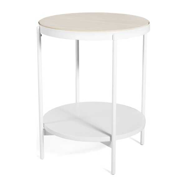 SMD Design Lene Beistelltisch Weiß, hoch, pigmentiertes Eschenfurnier