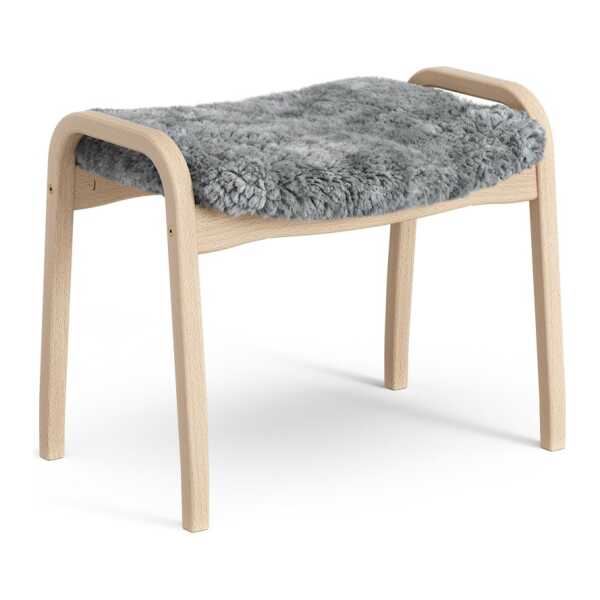 Swedese Lamini Fußhocker für Kinder lackierte Buche/Schaffell Scandinavian Grey (grau)
