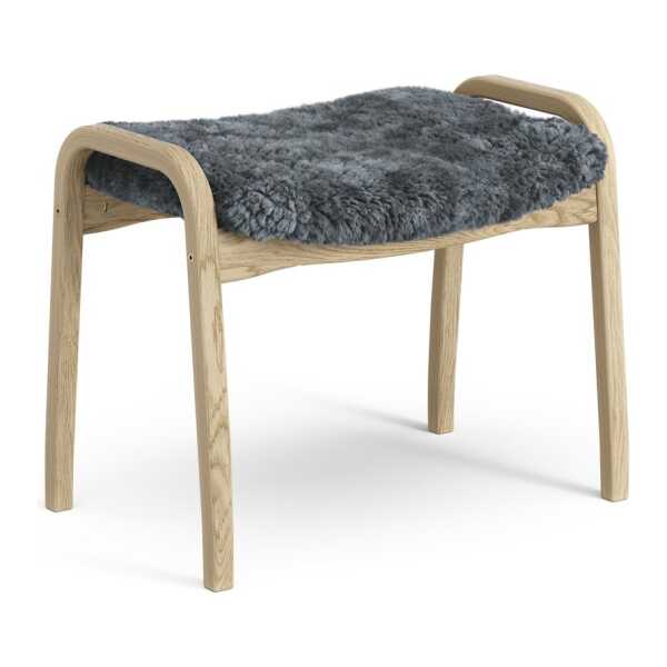 Swedese Lamini Fußhocker für Kinder lackierte Eiche/Schaffell Charcoal (dunkelgrau)