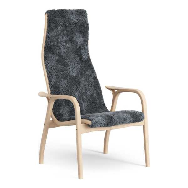 Swedese Lamini Kindersessel lackierte Buche/Schaffell Charcoal (dunkelgrau)