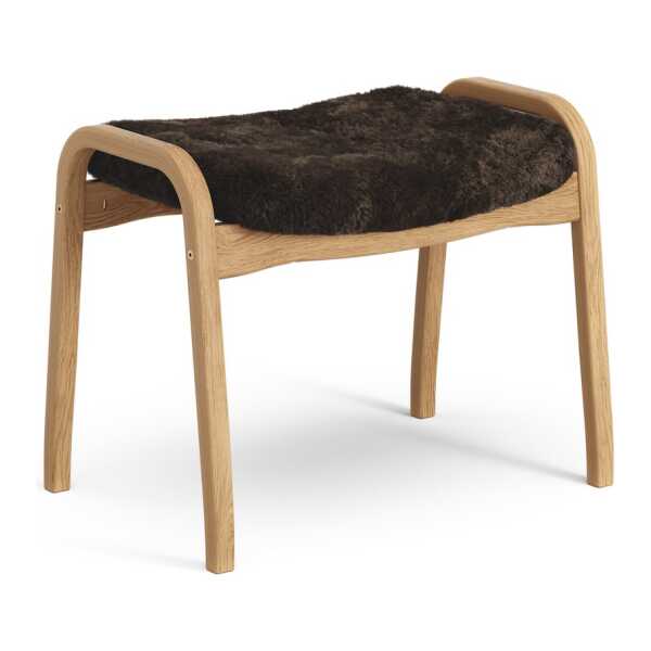 Swedese Lamino Fußhocker Eiche geölt/Schaffell Espresso (braun)