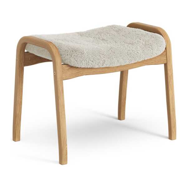 Swedese Lamino Fußhocker Eiche geölt/Schaffell Moonlight (beige)