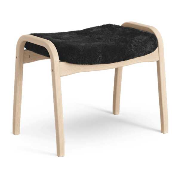 Swedese Lamino Fußhocker Schaffell black, Buche naturlackiert