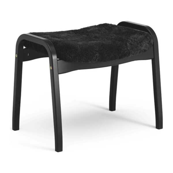 Swedese Lamino Fußhocker Schaffell black, Buche schwarz gebeizt