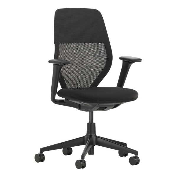 Vitra - ACX Light Bürostuhl, Silk mesh nero / X Net nero, mit Sitztiefenverstellung, höhnenverstellbare Armlehnen (Rollen für Hartböden)