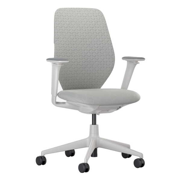 Vitra - ACX Soft Bürostuhl, Grid Knit stone grey / Quilted Knit stone grey, mit Sitztiefenverstellung, höhnenverstellbare Armlehnen (Rollen für Hartböden)
