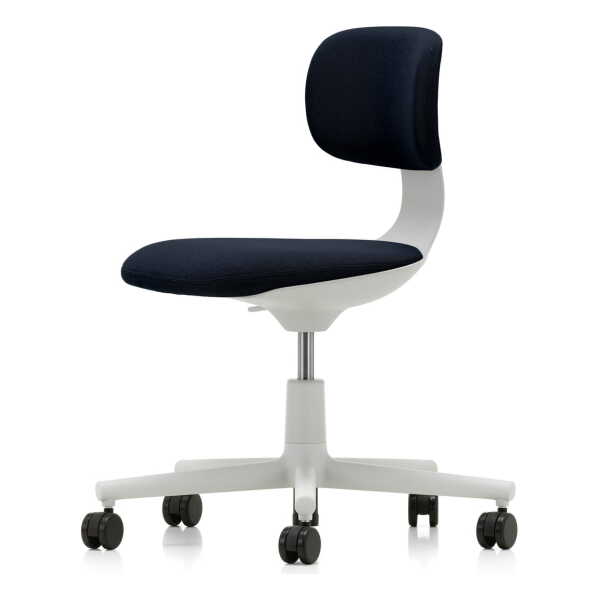 Vitra - Rookie Bürostuhl, soft grey / Volo nachtblau (Hartbodenrollen)