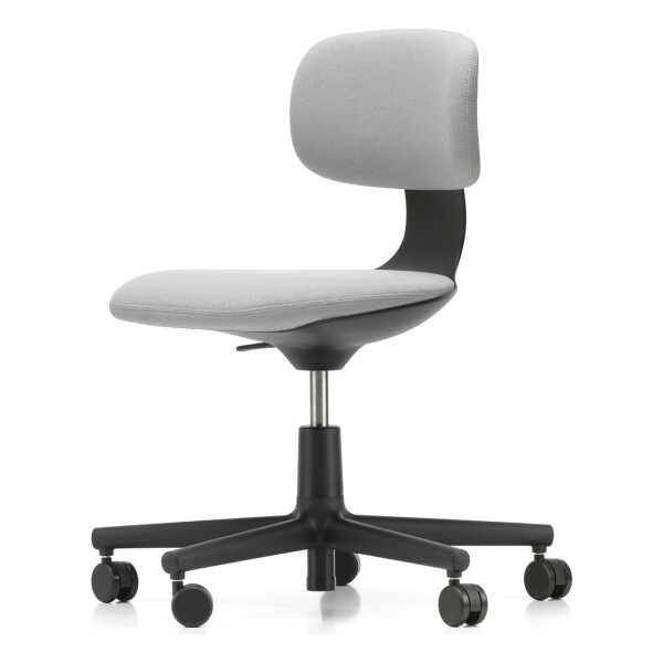 Vitra - Rookie Bürostuhl, tiefschwarz / Plano cremeweiß / sierragrau (Hartbodenrollen)