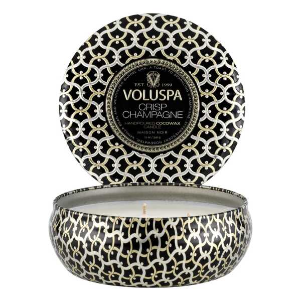 Voluspa Maison Noir 3-wick Tin Duftkerze 40 Stunden Crisp Champagne