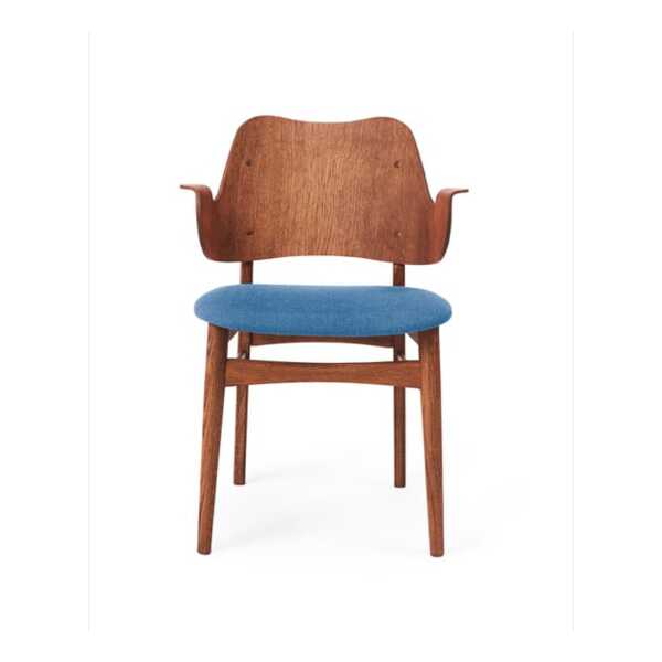 Warm Nordic Gesture Stuhl, Textilsitz Sea blue-Eichengestell teak geölt