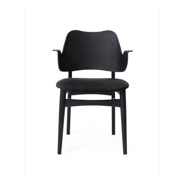 Warm Nordic Gesture Stuhl, Textilsitz Stoff anthracite, Buchengestell schwarz lackiert