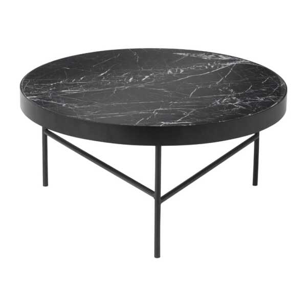 ferm LIVING Marble Table Beistelltisch Marmor schwarz, large, schwarzes Gestell