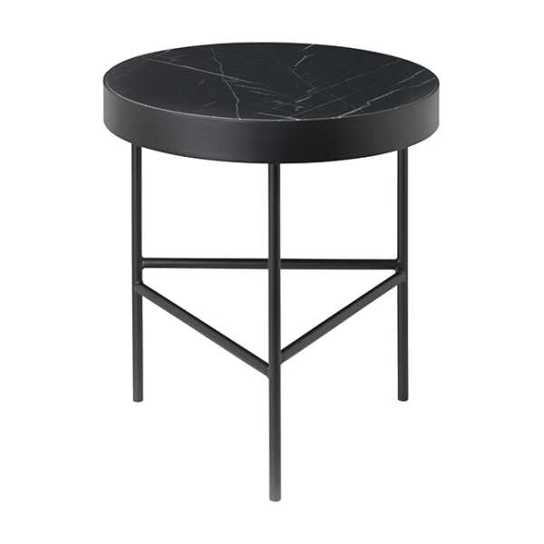 ferm LIVING Marble Table Beistelltisch Marmor schwarz, medium, schwarzes Gestell