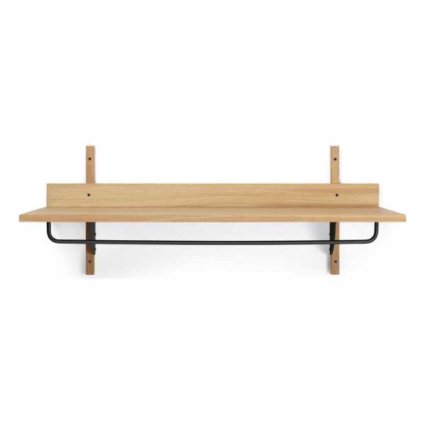ferm LIVING Sector Wandregal mit Stange 37 x 87cm Oak-black brass