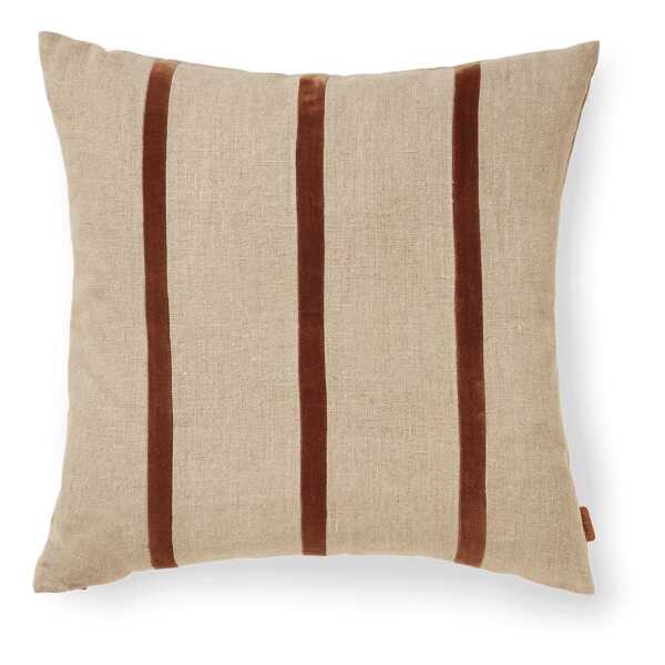 ferm LIVING Senti Stripe Kissenbezug 50x50 cm Linen-carob brown