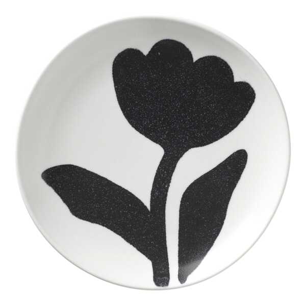 Broste Copenhagen Flora Teller Ă15 cm Black-off white